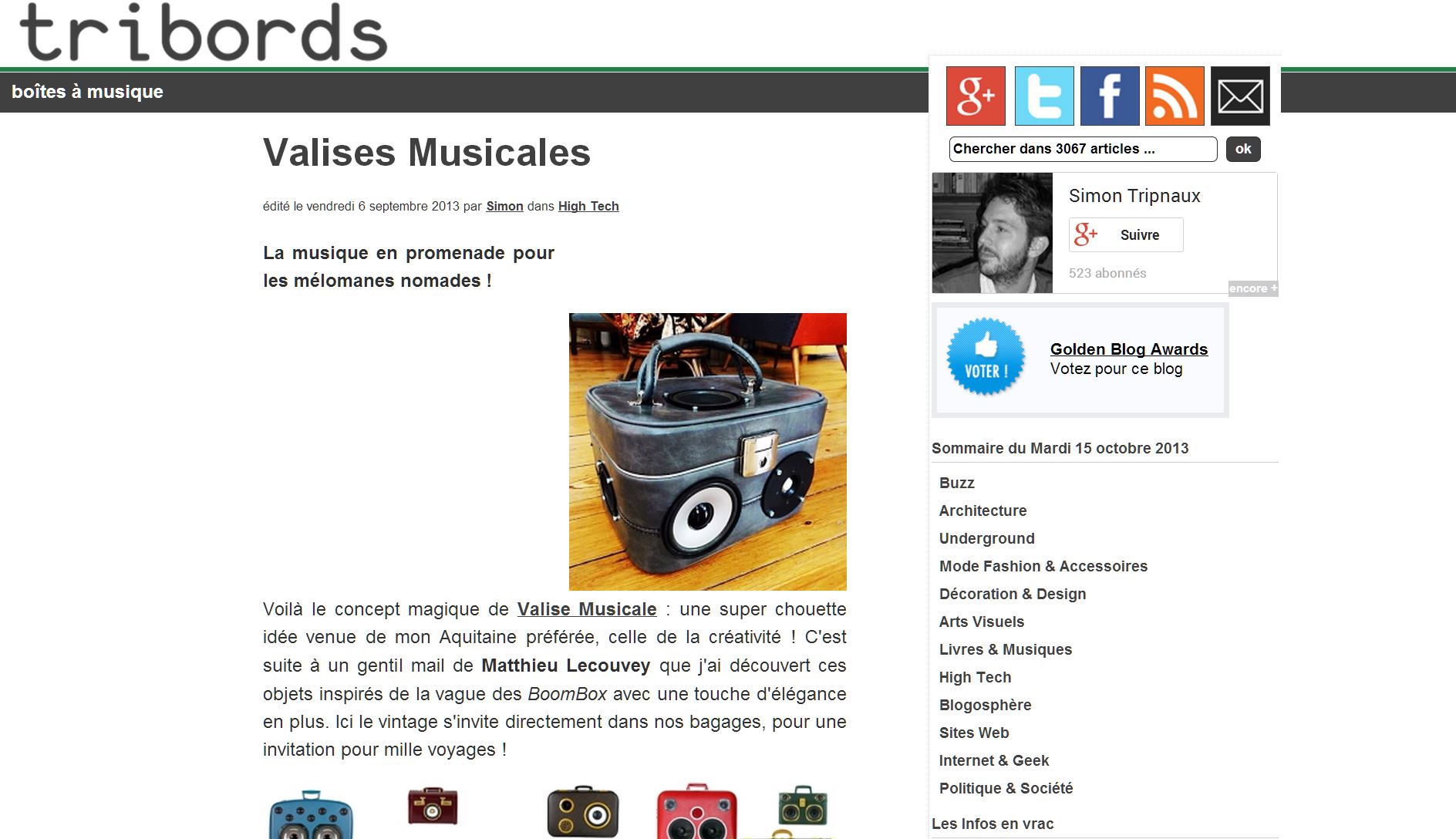 Valise Musicale chez Tribords