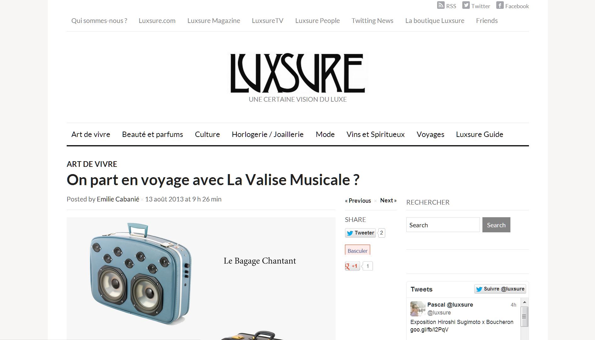 Valise Musicale chez Luxsure