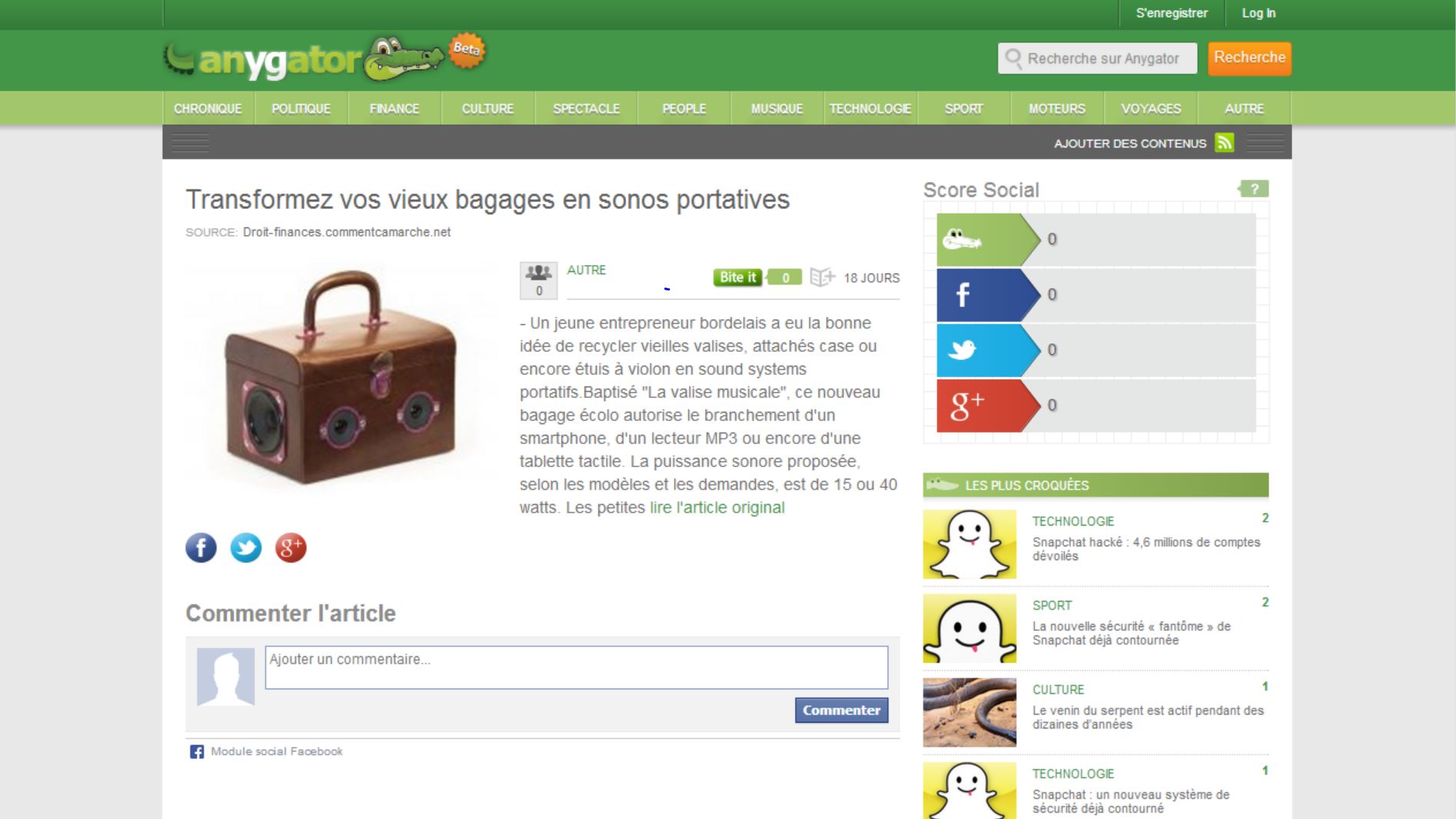 Valise Musicale chez Anygator.com