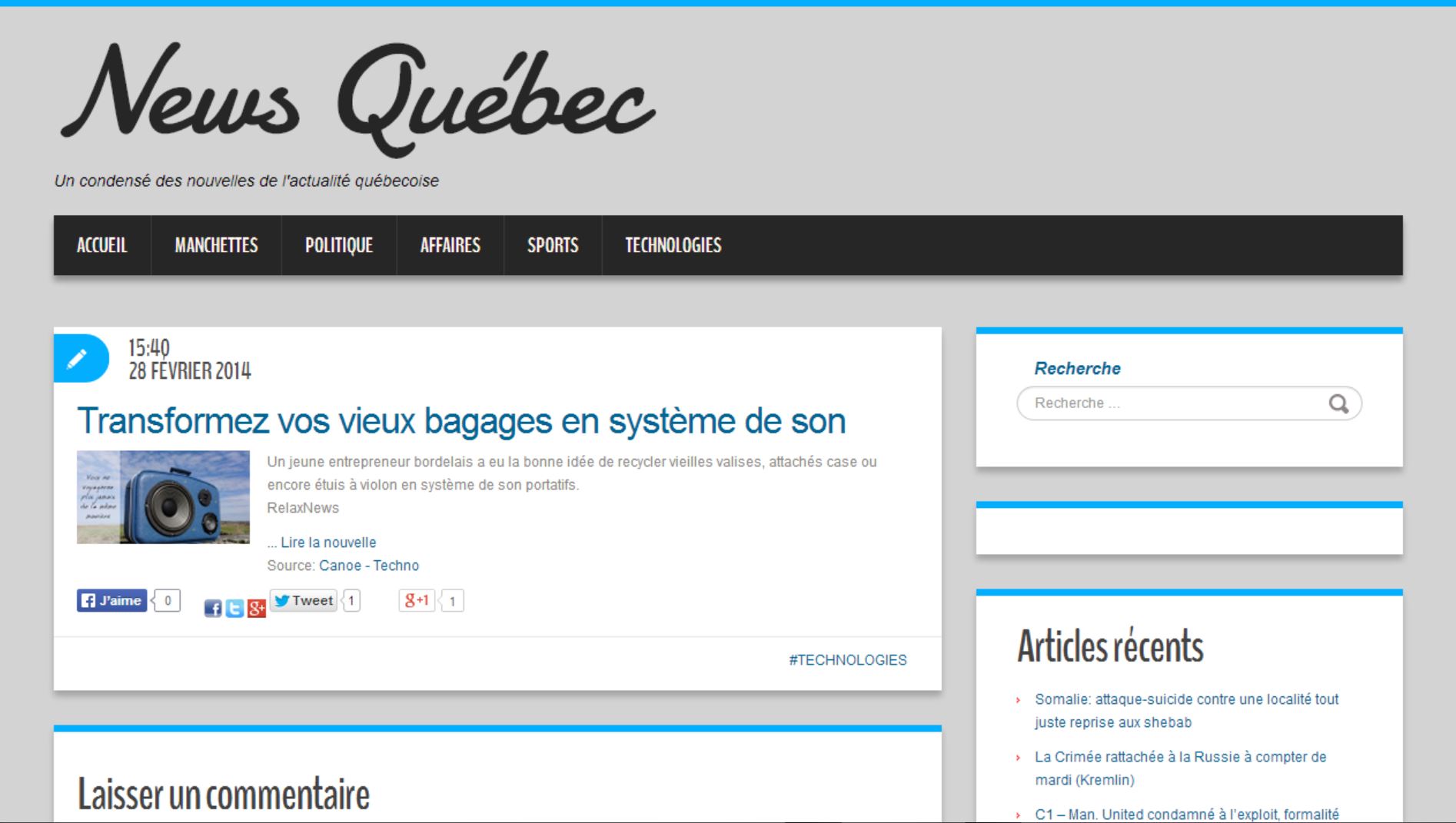 Valise Musicale chez NewsQuebec.com