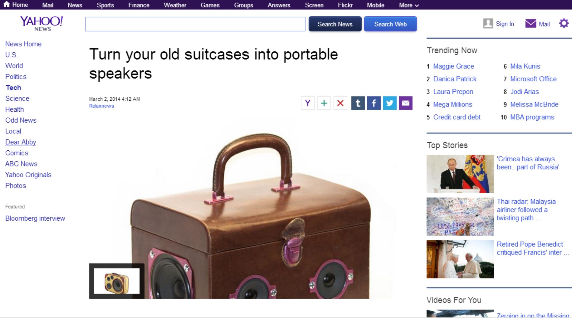 Valise Musicale chez Yahoo.News.com